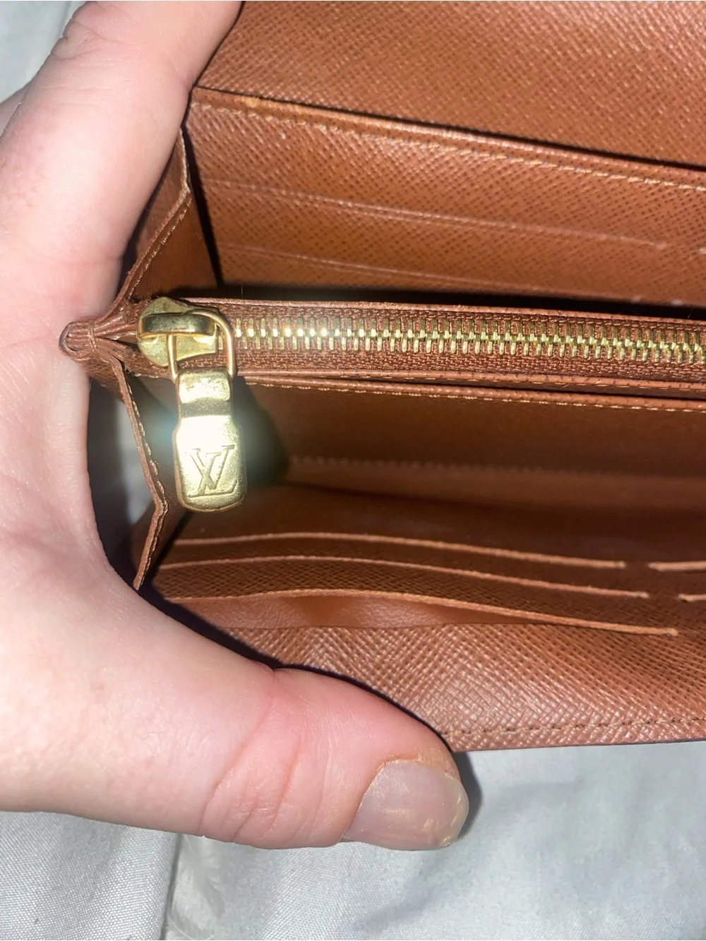 Louis Vuitton Monogram Fold-Over Continental Wallet in Brown and Gold